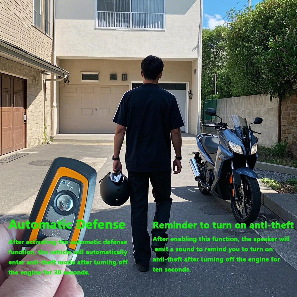 Universal Motorcycle Alarm System One-way with Engine Start Remote Control Key Fob 12V with Overload Protector 