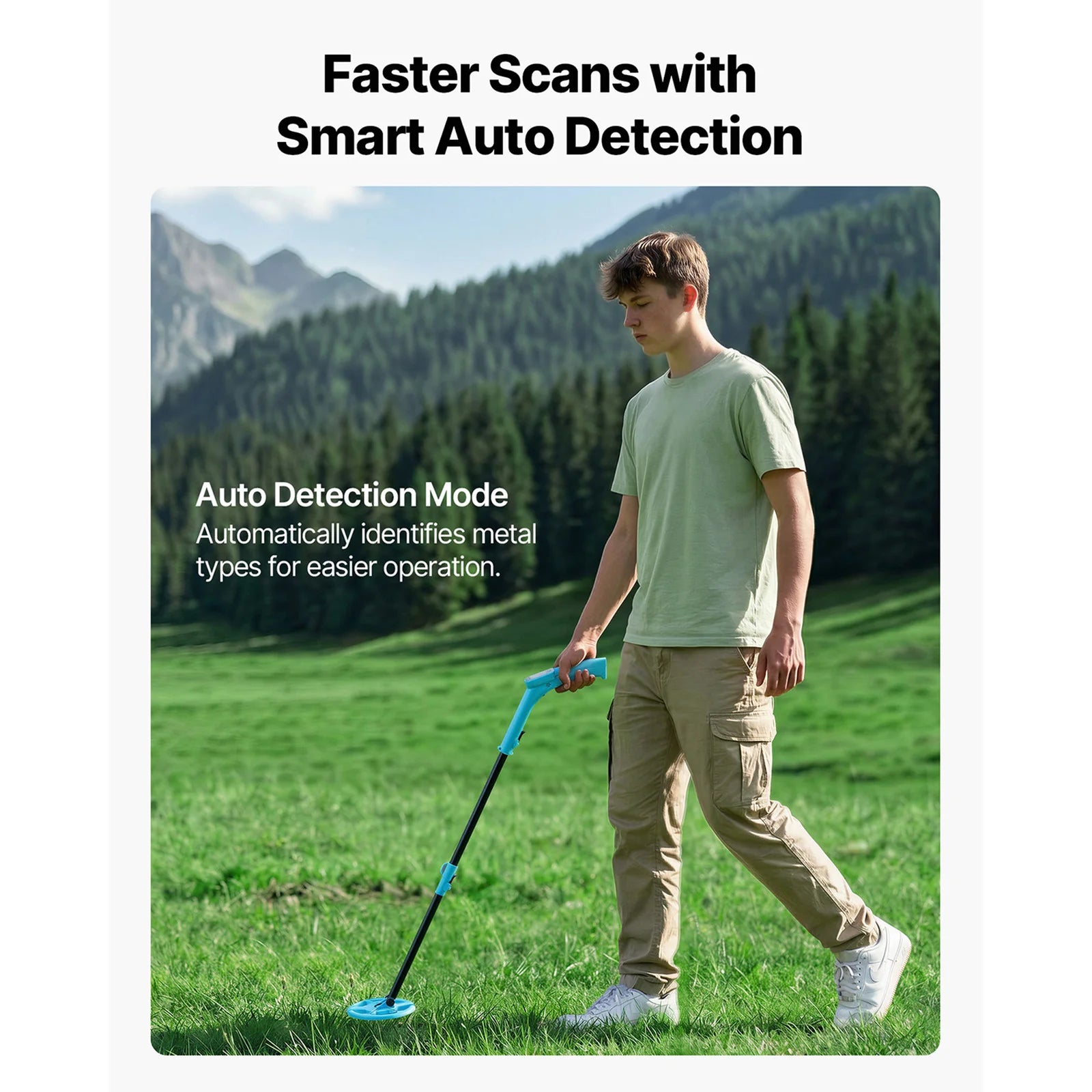 SucceBuy Metal Detector 4" Lightweight LCD 6" IP68 Waterproof Search Coil Adjustable 25.6-36.6" Accuracy For Gold Exploration