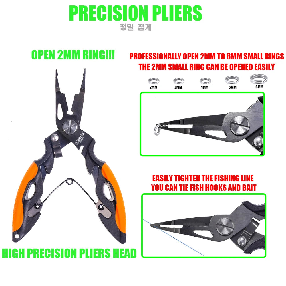 Nouveaux pinces multifonctions pour pêche, accessoires, corps en acier inox 420, ciseaux, coupe-fil, extracteur d’hameçons, outils de pêche outdoor