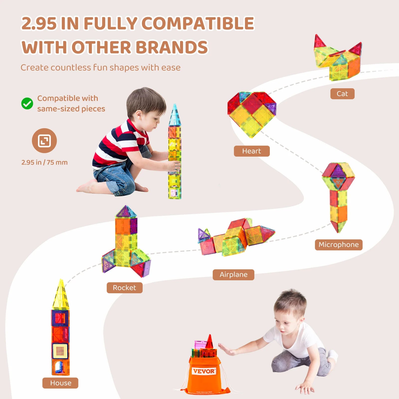 55-teiliges magnetisches Bausteine-Set für kreatives Lernen und Spielen