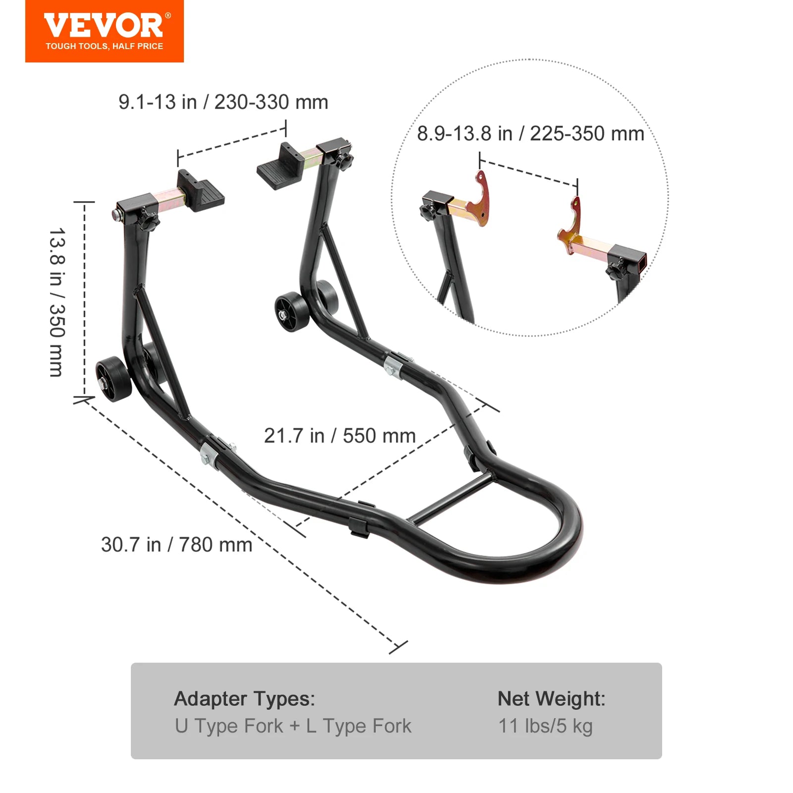Support de levage avant et arrière pour moto, combo robuste 850 lb