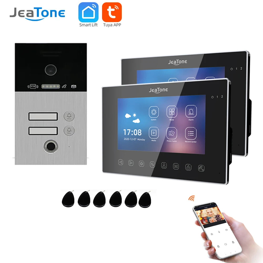 Jeatone 1080P 7Inch Monitor Screen Tuya WiFi Fingerprint Video Intercom Home Door Phone Camera with ID Cards Unlock Spy-shop.com