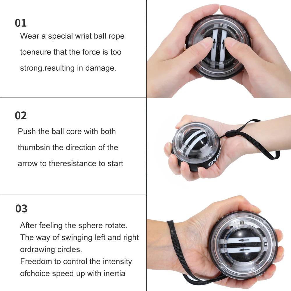 Self-Starting Wrist Gyro Ball Power Trainer Forearm Exerciser - Wrist Strengthening Device for Arm And Finger Muscle Training 