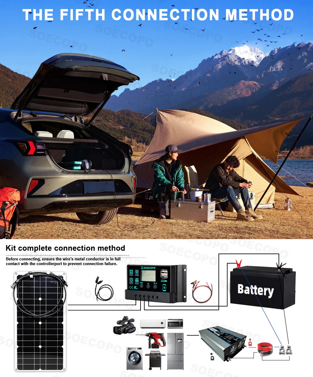 30W solcellekit med 2200W inverter og 100A controller til off-grid strømforsyning