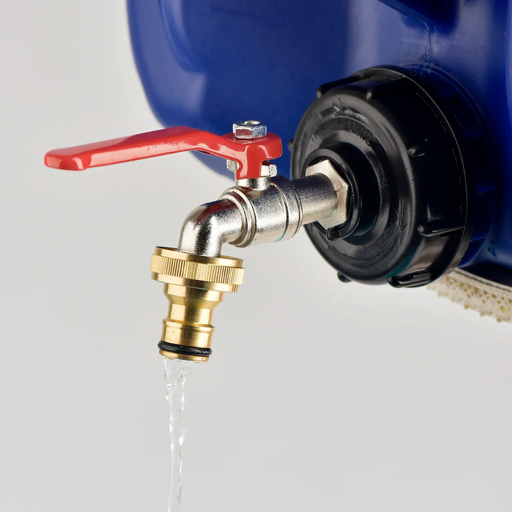 IBC Tank Tap Adapter S60*6 Coarse Thread to Brass/Alloy 16mm Quick Connect Replacement Valve Garden Home Valve Fitting Faucet 