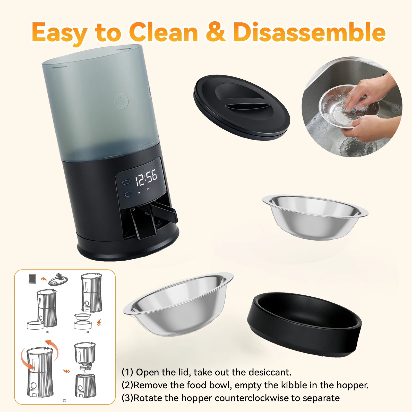 6L Automatic Cat Feeder with App Control, Dual Bowls & Timer