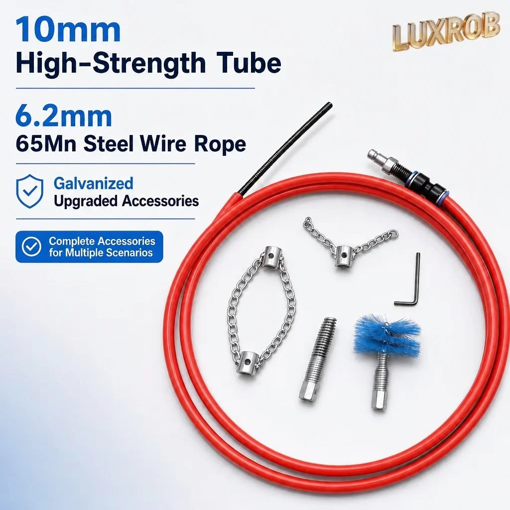 Flexible Drain Cleaning Tool Kit with Attachments for Tough Clogs