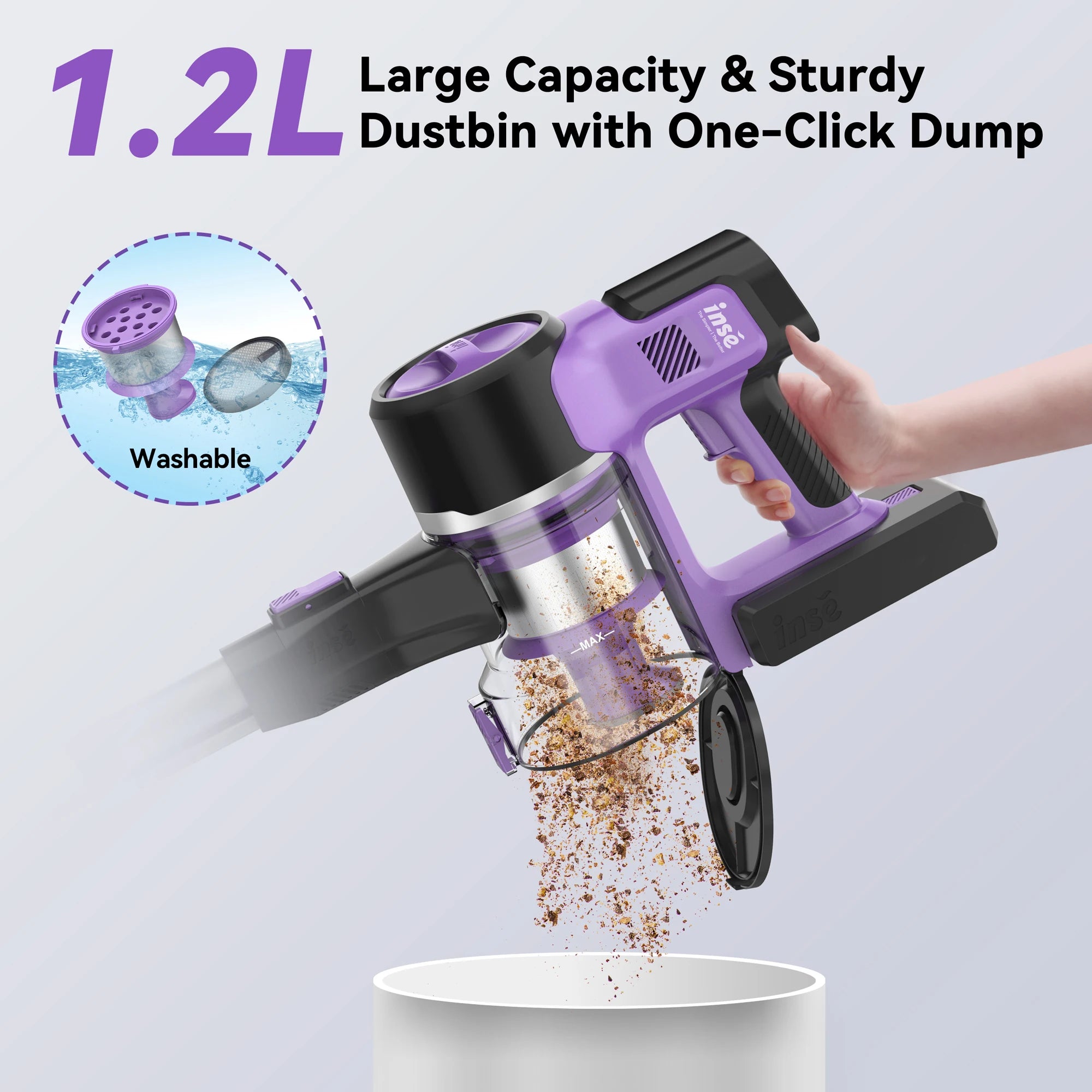 Aspirator vertical fără fir 30Kpa 350W cu autonomie de 50 de minute
