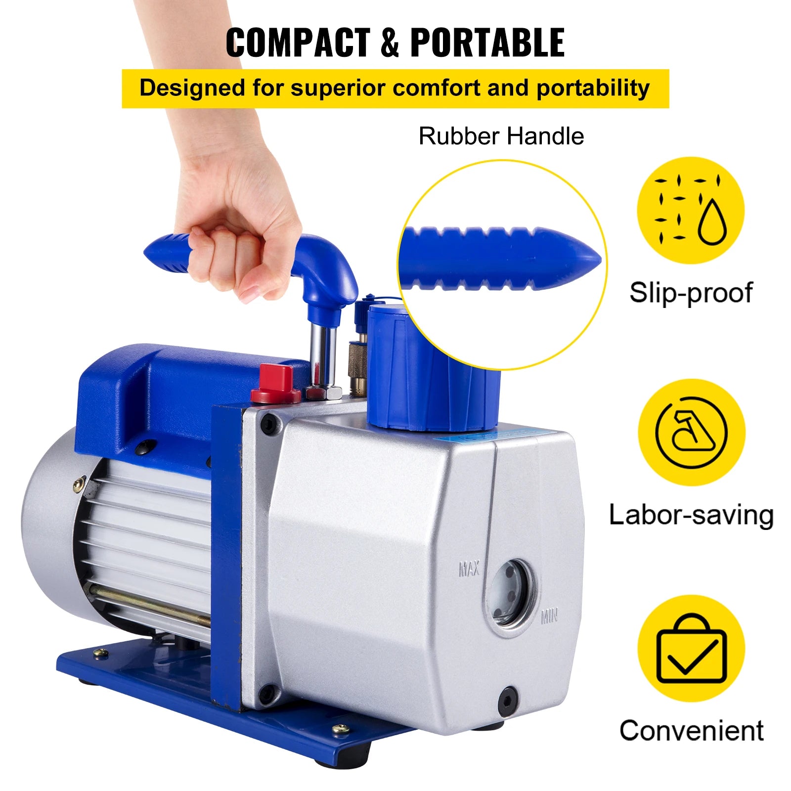 Pompe à vide 7 CFM 1/3 HP à un étage pour réfrigérant HVAC AC