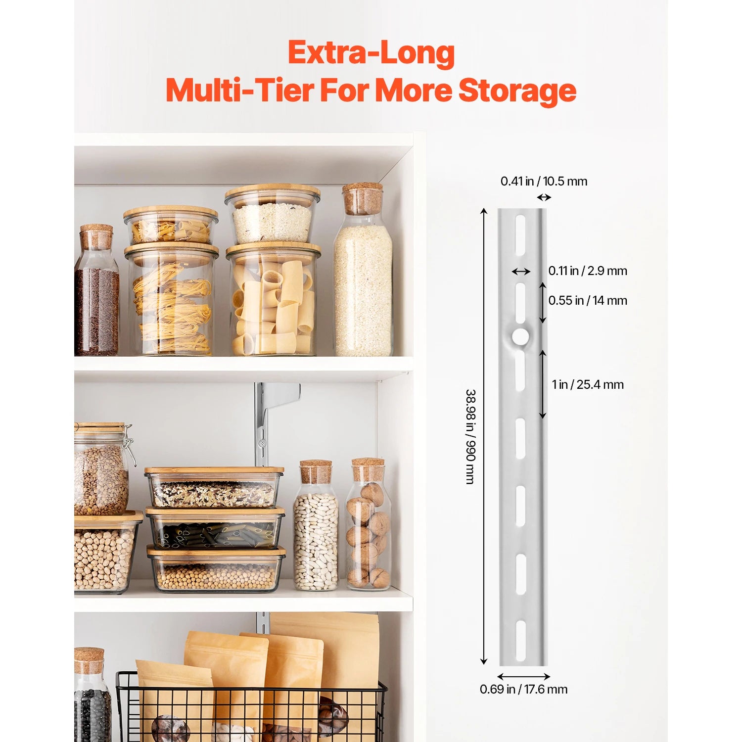 10-Pack 39" Shelf Pilaster Rails with Screws Adjustable Wall System