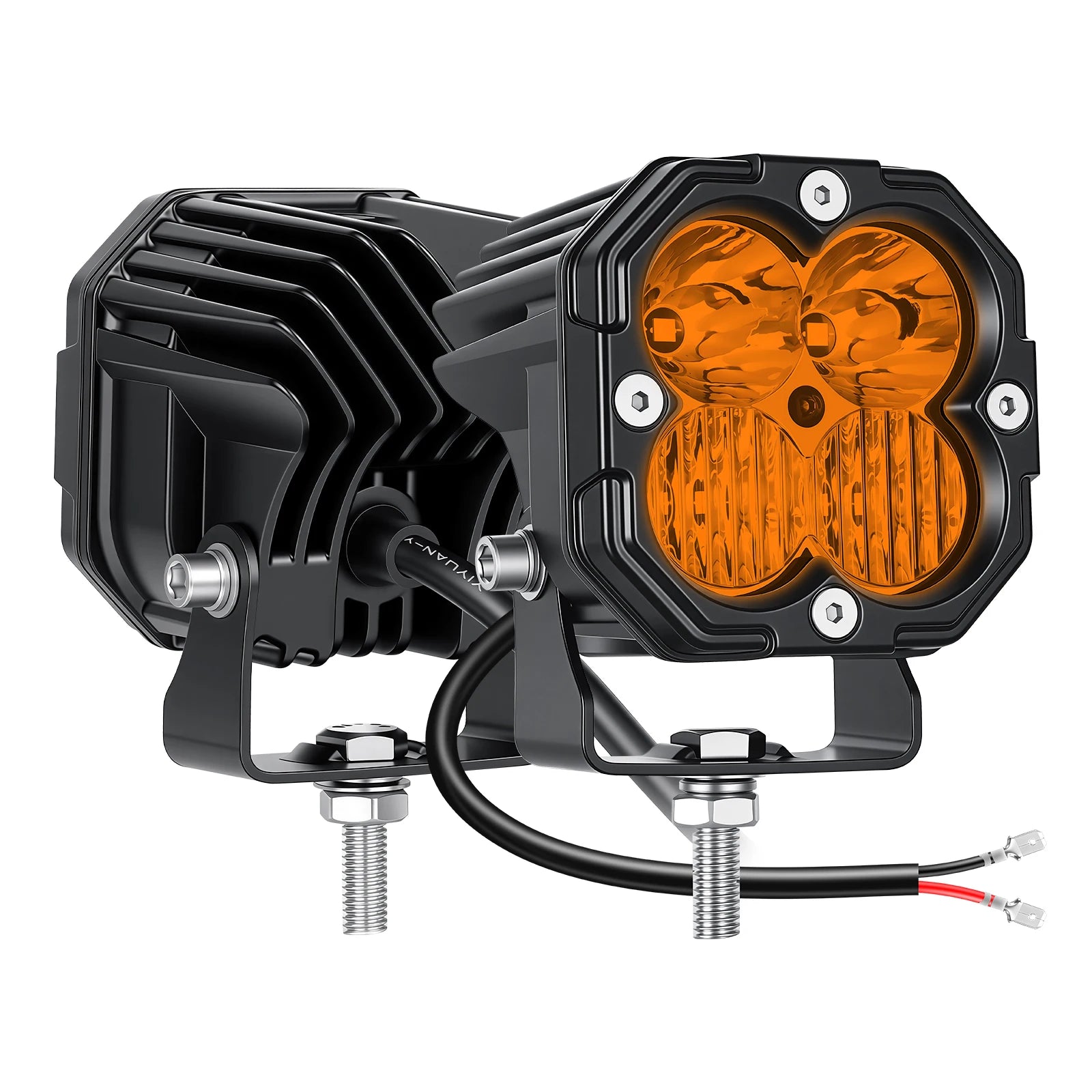 3 inch 30W Amber Yellow White Cube LED Pod Light Spot Flood Combo Beam Work Lights,Off-Road Driving Lamp for ATV, SUV,Motorcycle