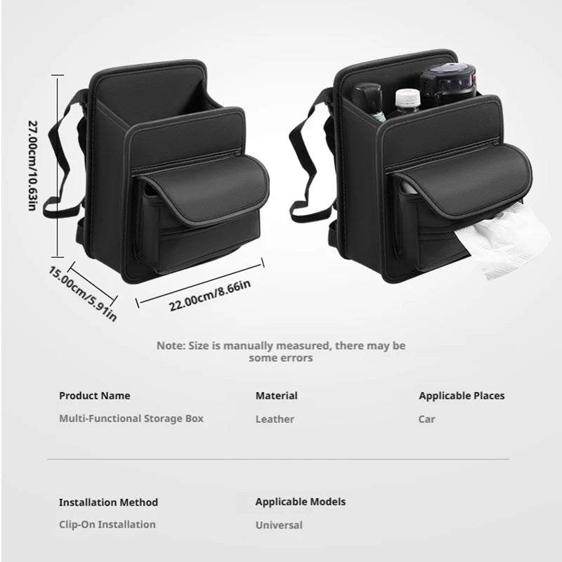SEAMETAL Car Back Seat Organizer Tissue Holder PU Leather Storage Pocket Hanging Car Storage Bag for Backseat Universal Fit