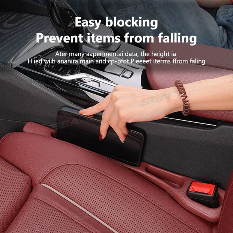 SEAMETAL 2Pcs Car Seat Gap Filler Organizer Flexible Center Console Crevice Filling Strip Seat Side Filler with Expandable Hole