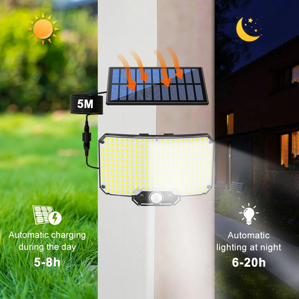 Solar Lights 234LED Solar Security Lights Outdoor Garden Motion Sensor 3 Modes Waterproof Split Solar Flood Wall Lights Garage 