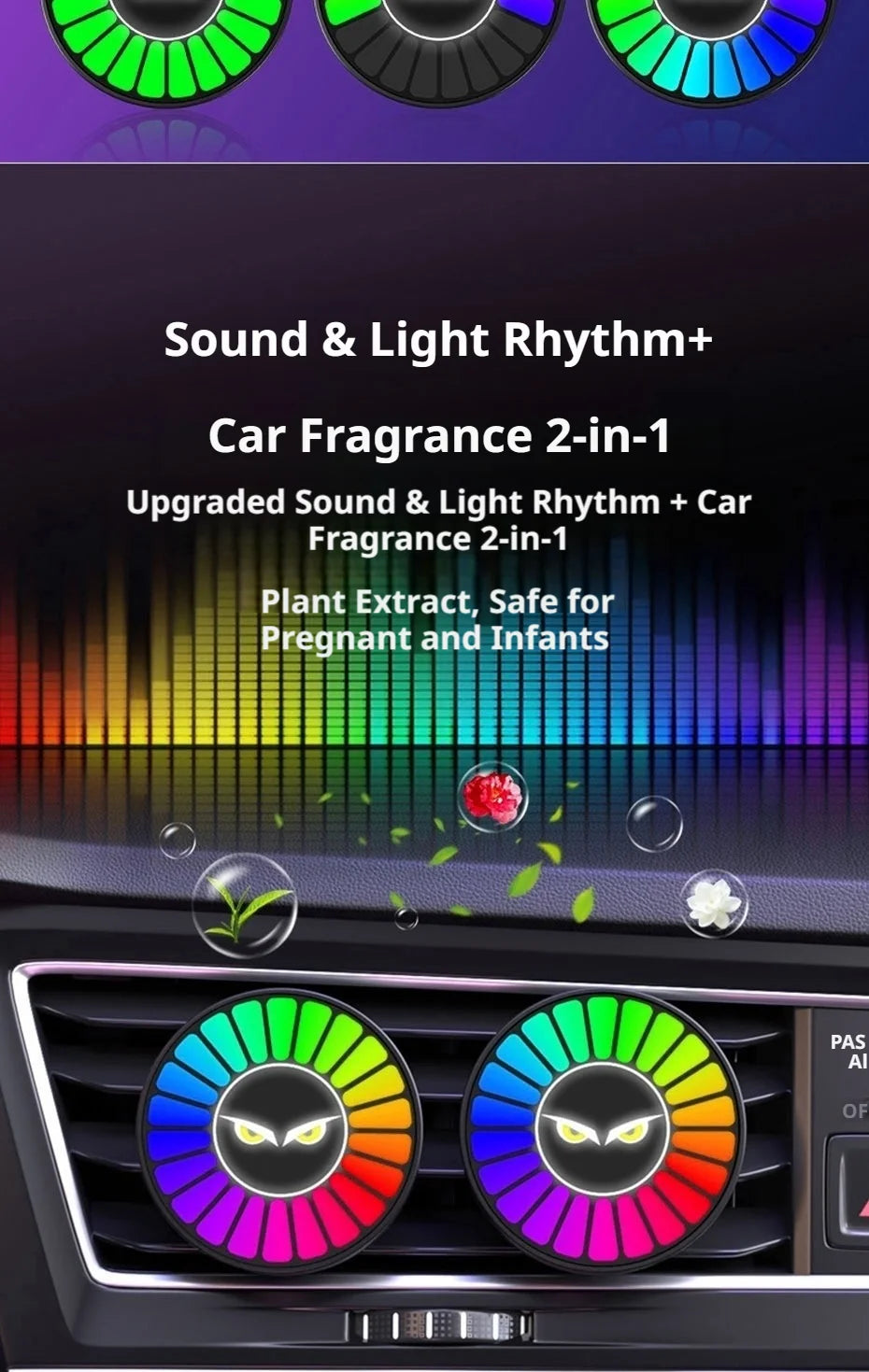 Car Aromatherapy Lamp with Motion Sensor and RGB Light