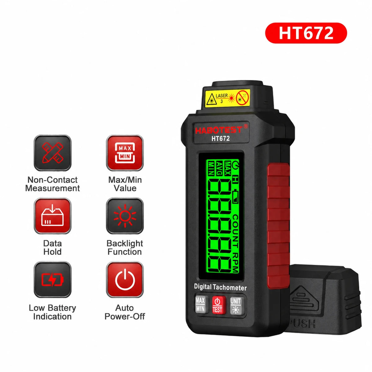 Мини лазерен тахометър HT672
