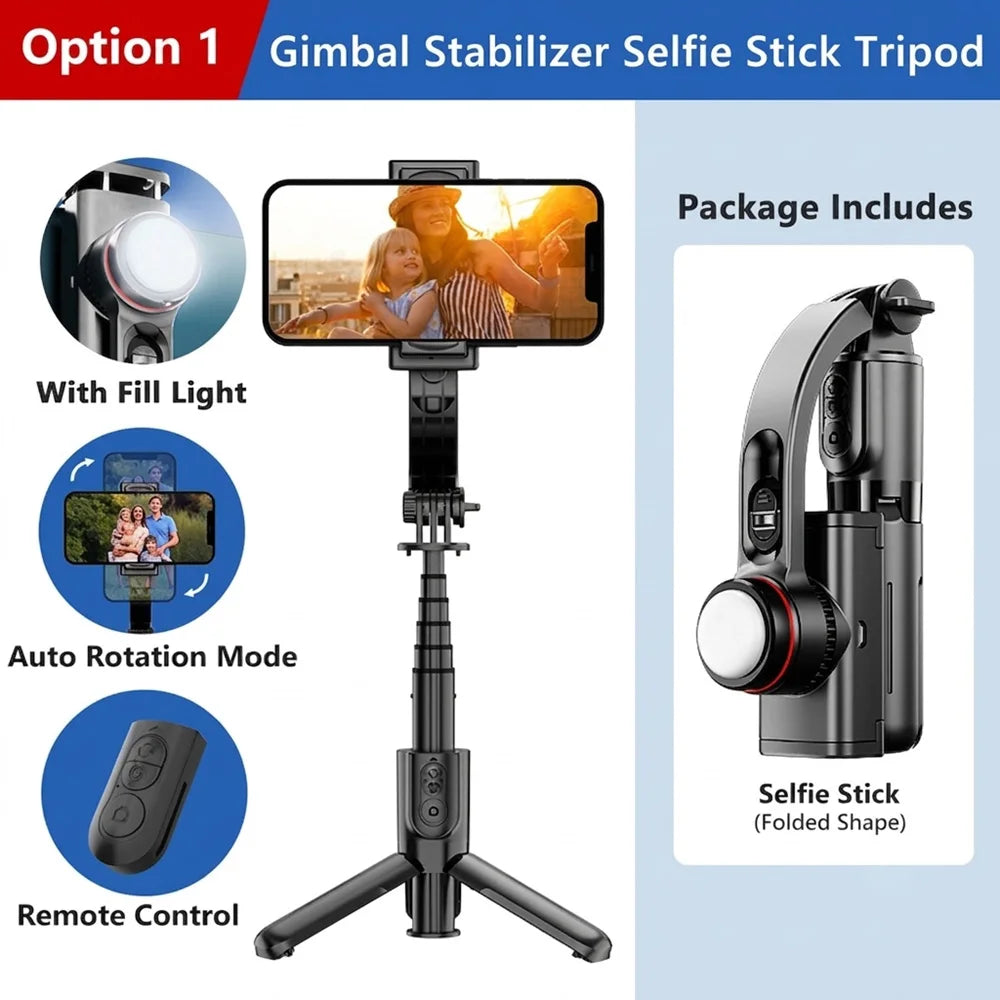L18S One-Axis Phone Gimbal with Light and Tripod