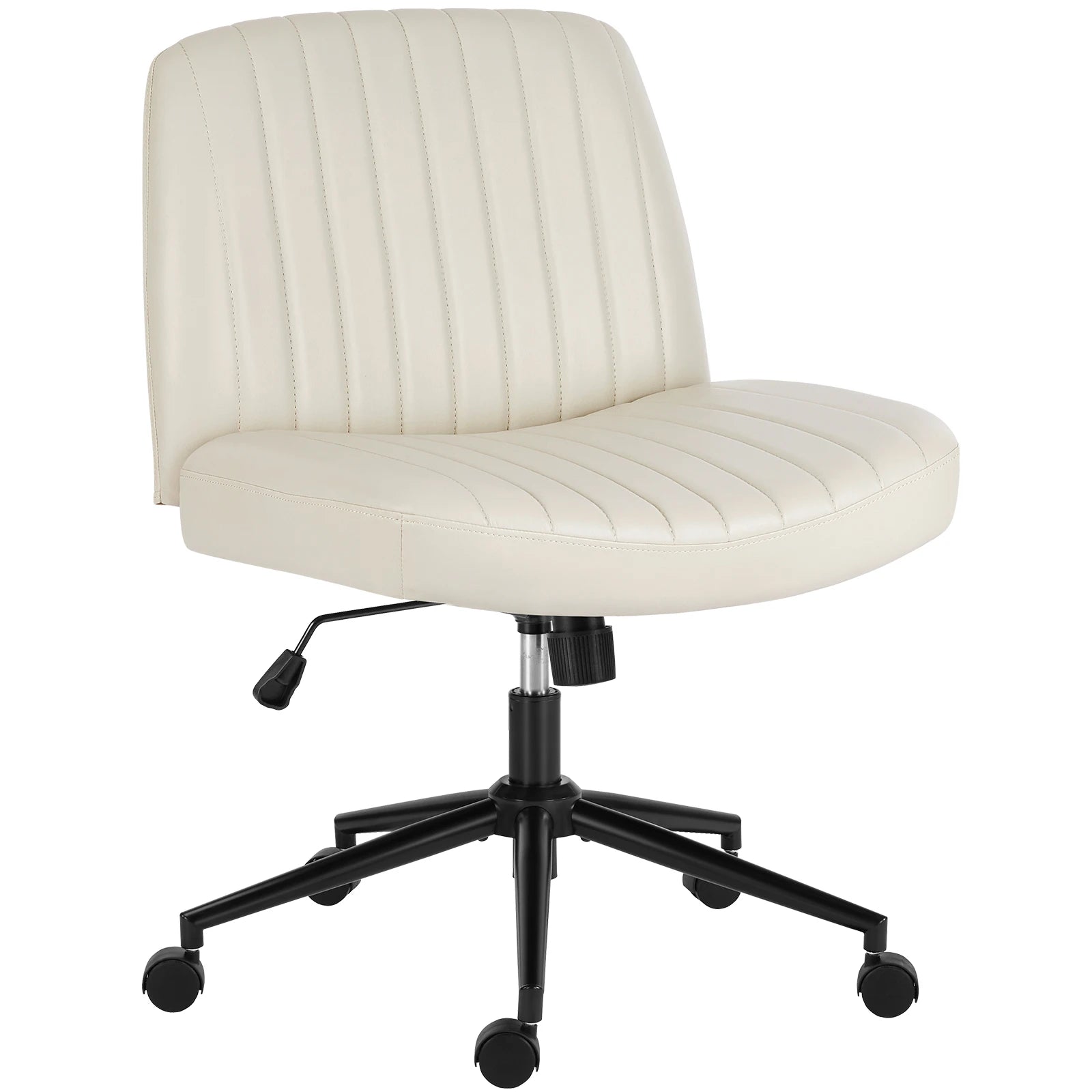 Wide Cross Legged Office Chair Armless Swivel Adjustable Desk Chair