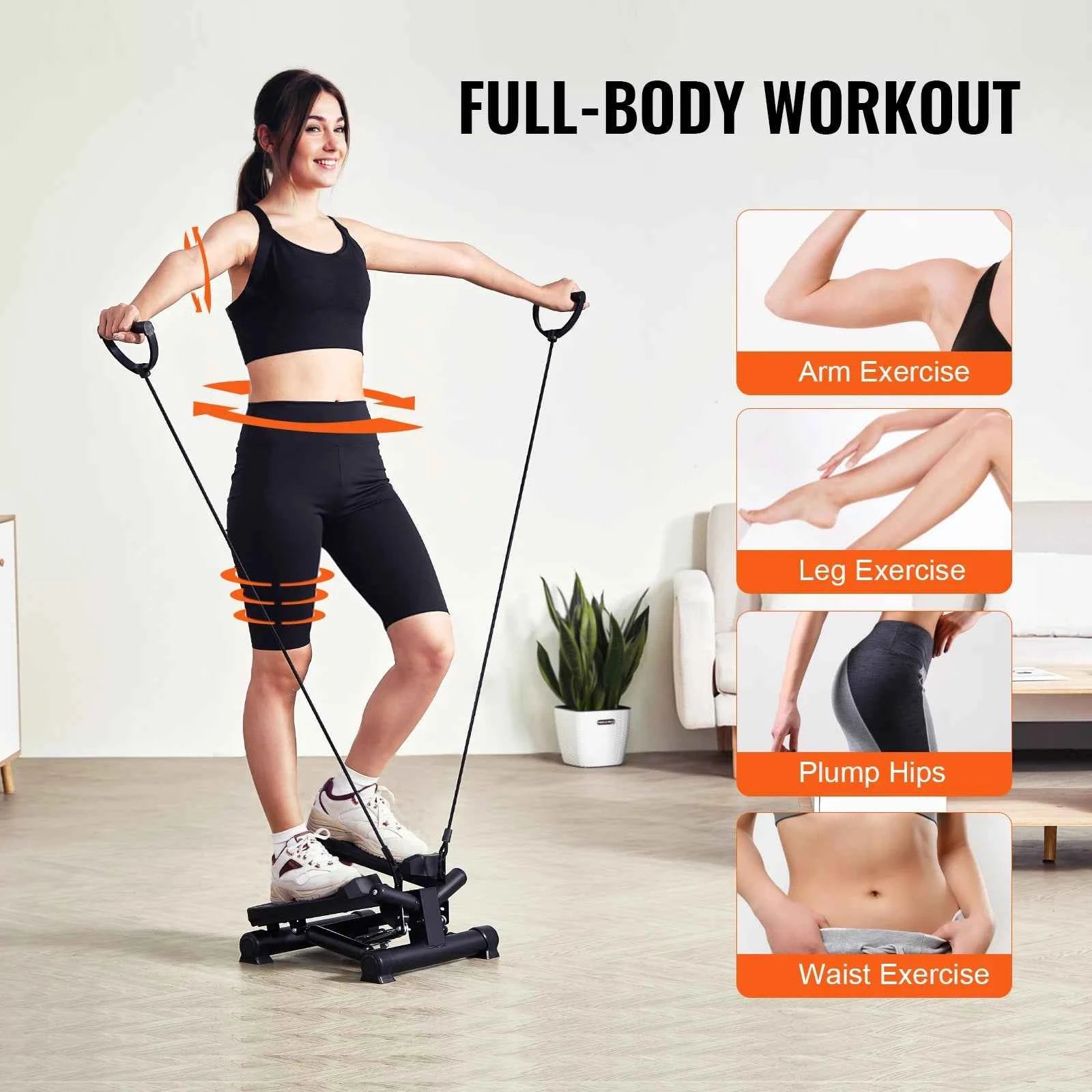 Stair Stepper for Home Exercise with Resistance Bands and LCD Monitor
