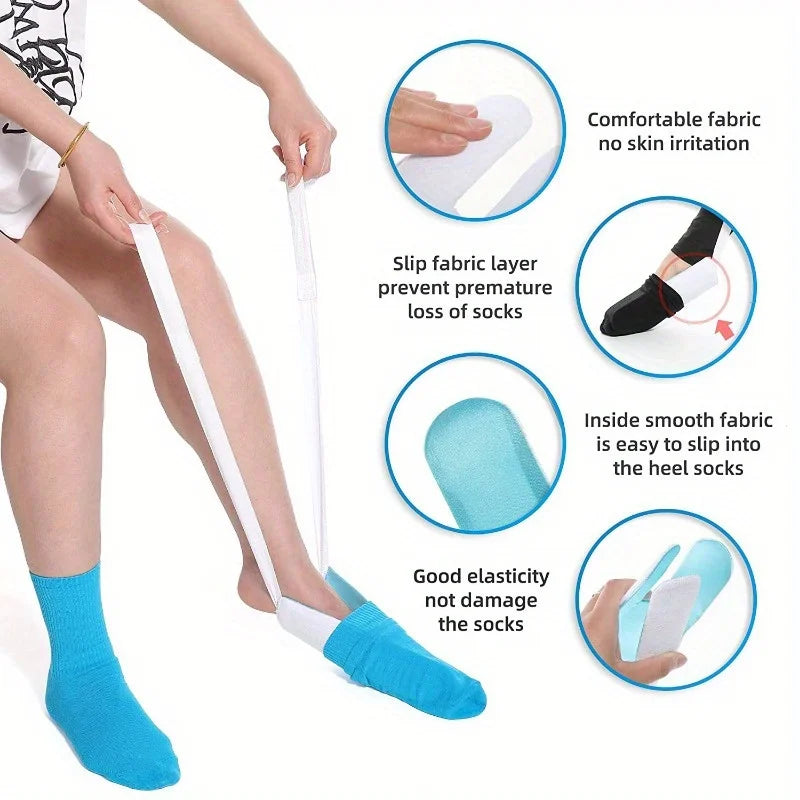 Nástroj na snadné nazouvání ponožek bez ohýbání - Odolná ergonomická rukojeť z ABS pro seniory, zdravotně postižené, těhotné ženy a diabetiky
