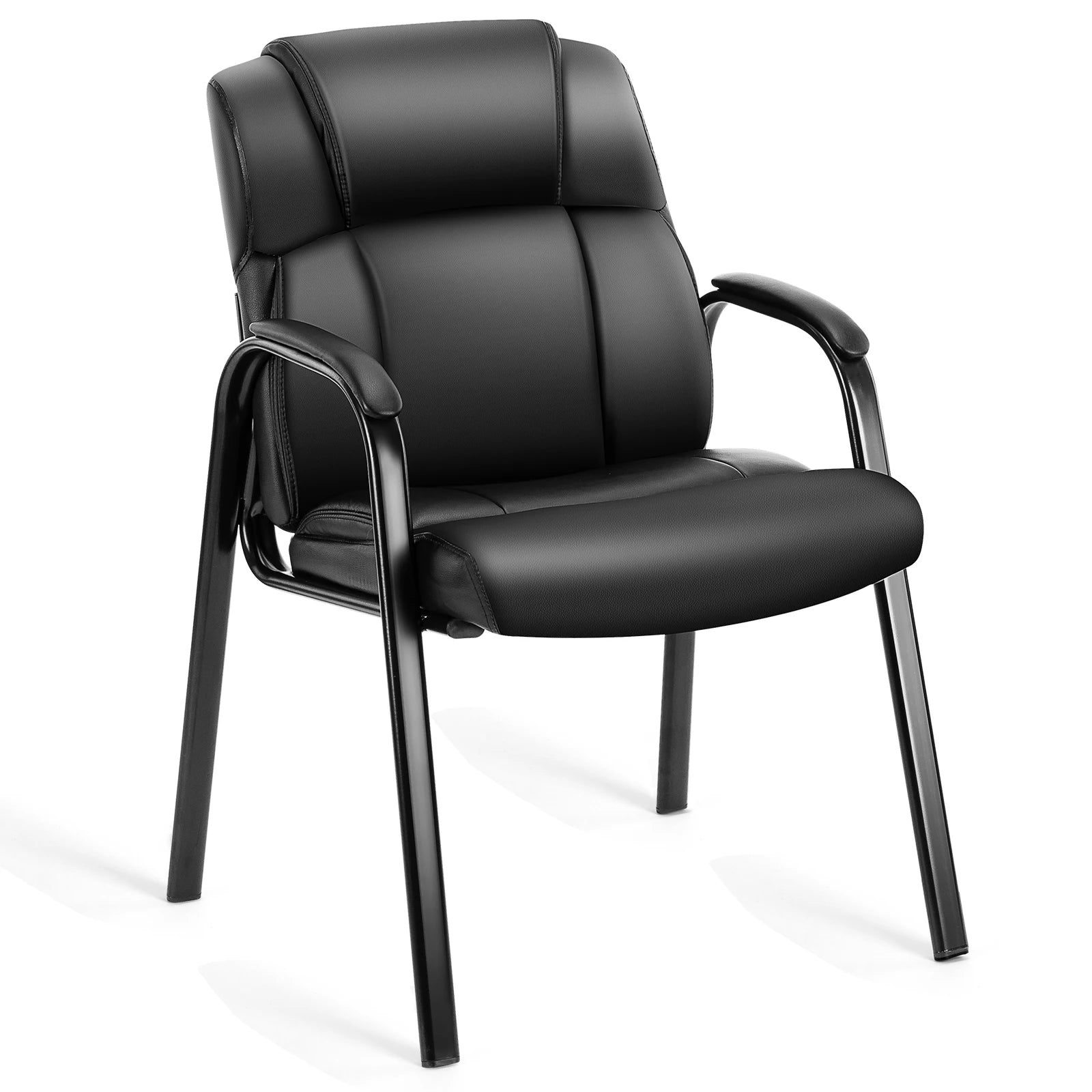 PU Leather Padded Office Guest Chair with Armrests and Metal Frame