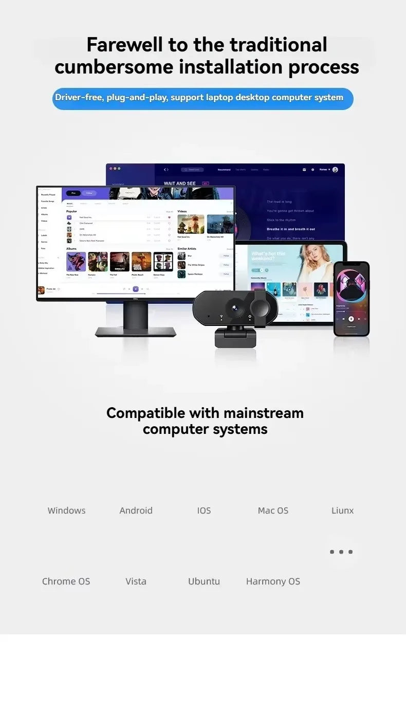 USB Webcam - 1080p, 2K or 4K Options