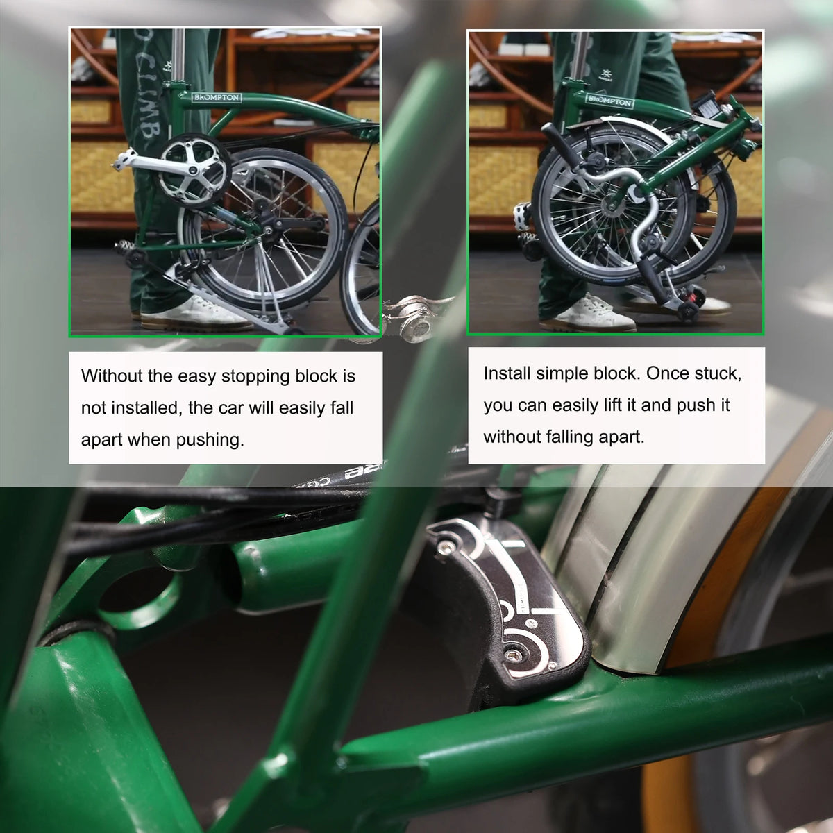 Bagerste ramme-stabilisatorklemme til Brompton-foldcykler