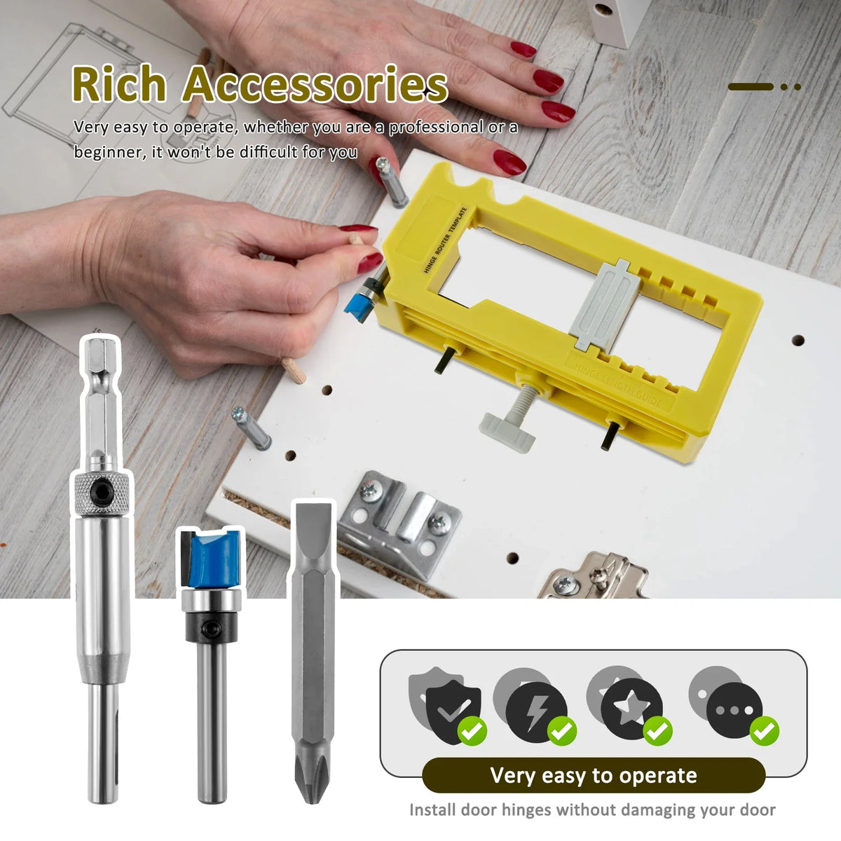 Dørhengel Mortise Router Jig Kit