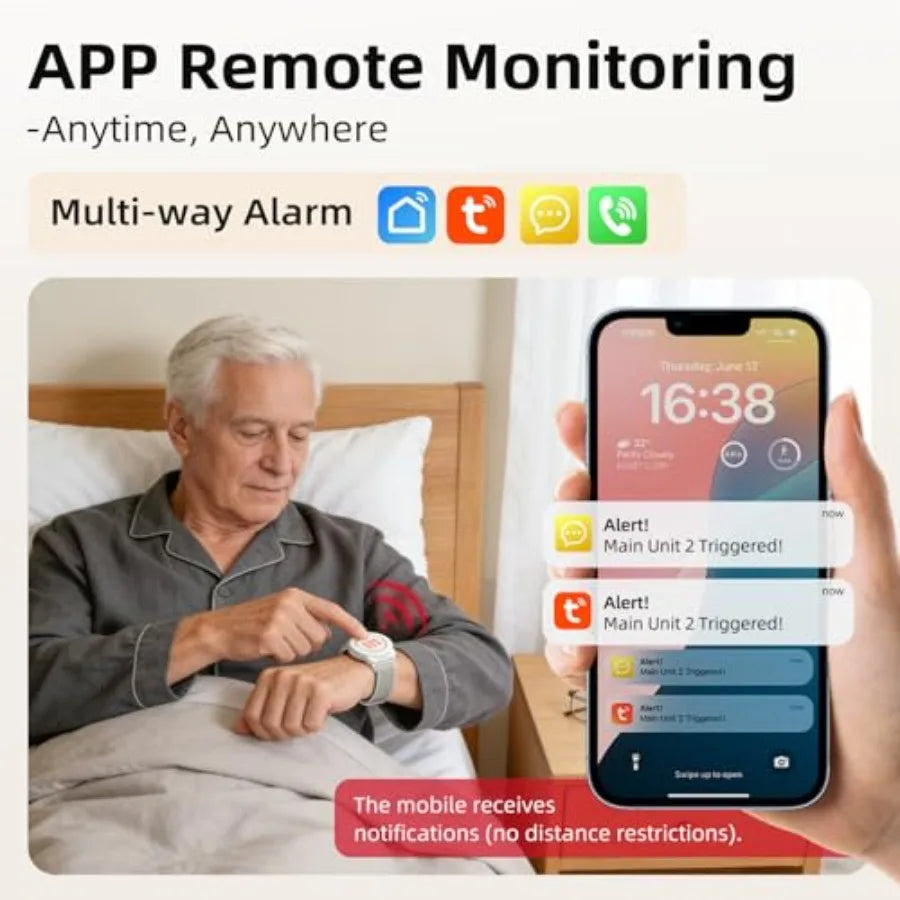 Wi-Fi Caregiver Pager Button with Two-Way Audio for Elderly