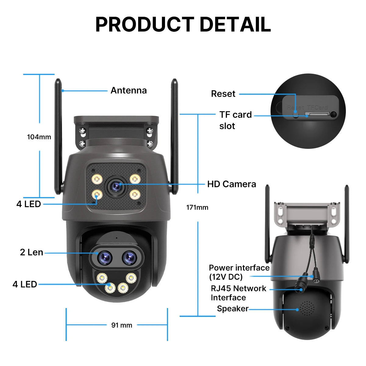 WiFi Outdoor PTZ Security Camera with Auto Tracking