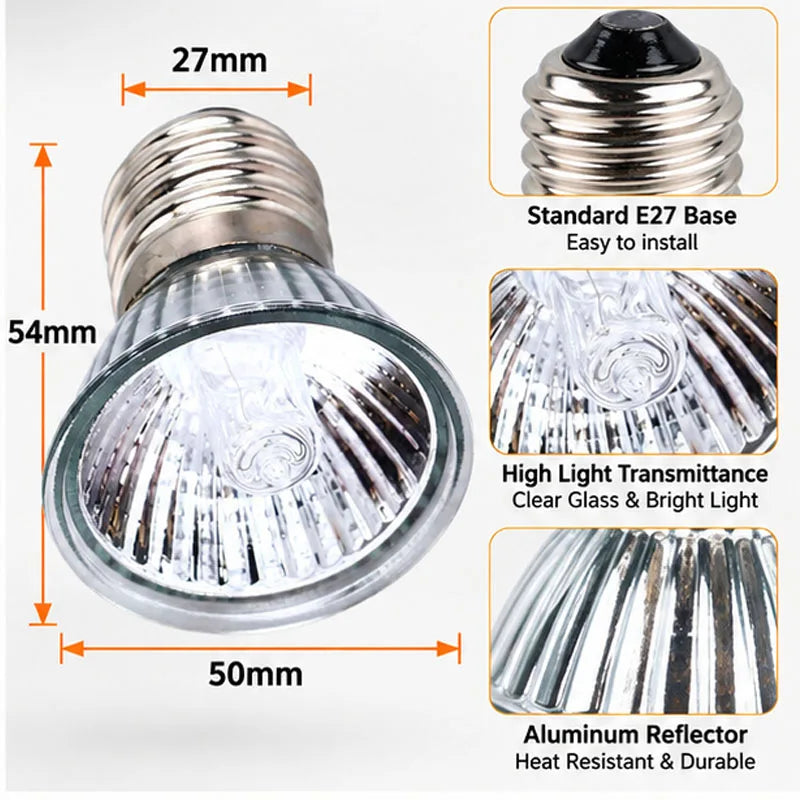Adjustable Reptile Basking Heat Lamp, EU Plug