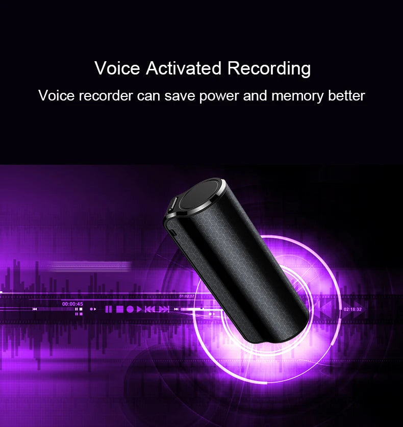 Mini Voice Activated Recorder 600 Hours Time Built-in Magnet Small Digital Audio Recording Device Sound Dictaphone 