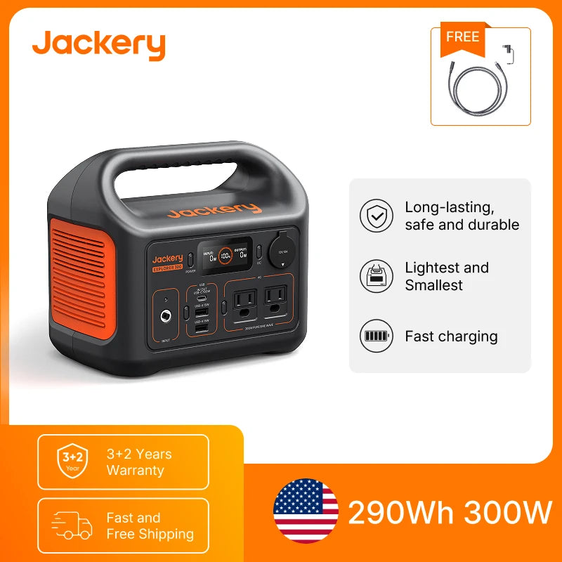 Jackery Explorer 300 Portable Power Station with 5M Cord