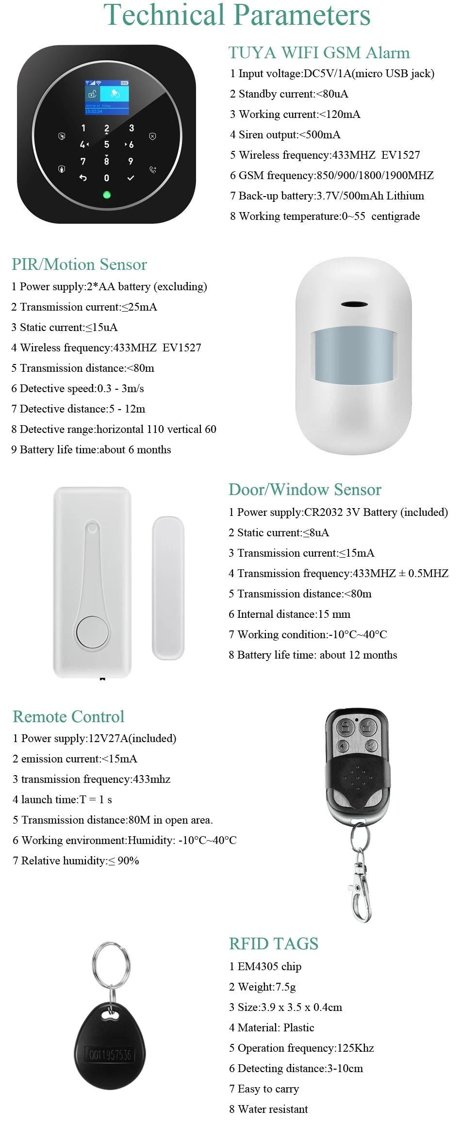 NEW Tuya WIFI W9B Alarm System for Home Burglar Security 433MHz WiFi GSM Alarm Wireless Tuya Smart House App Control 