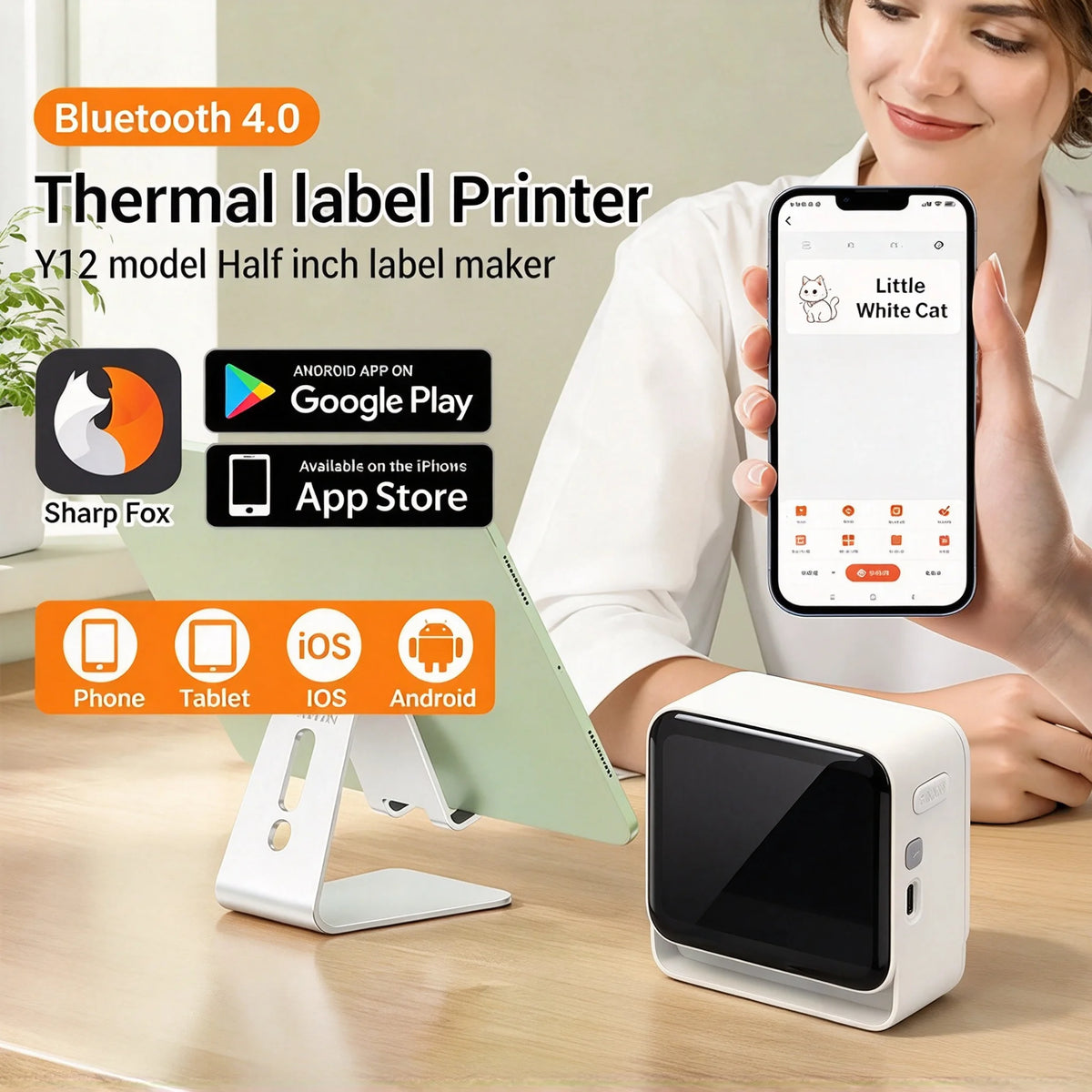 Thermal Label Printer Similar Labeling Machine Wireless Bluetooth Label Maker With Label Sticker