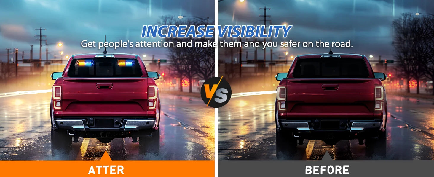Nilight Automotive Strobe Traffic Advisor Light Bar 2-1 Dash Warning Safety Flashing Light Front/Rear Off-Road Truck Accessories