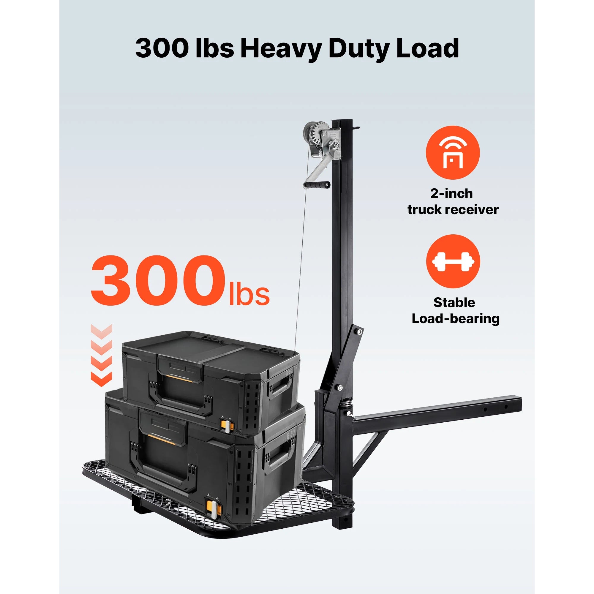 300 lbs Hitch-Mounted Deer Hoist with Platform & 2" Receiver