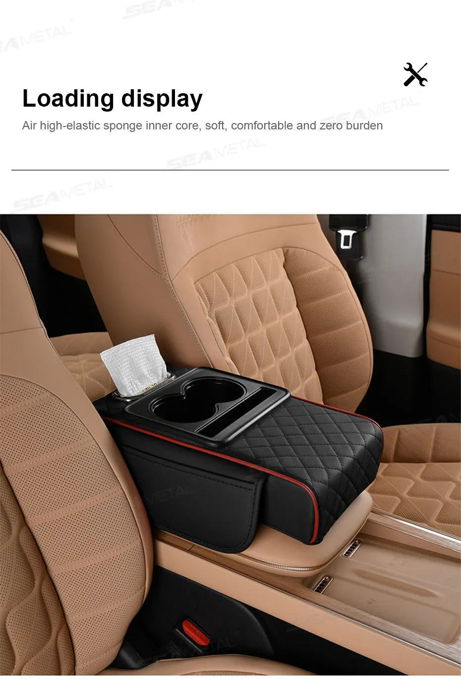 Car Armrest Cushion with Storage Organizer