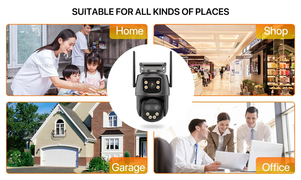 6K 9MP WiFi Outdoor PTZ Security Camera with Dual Screen, Three Lens, 8x Zoom