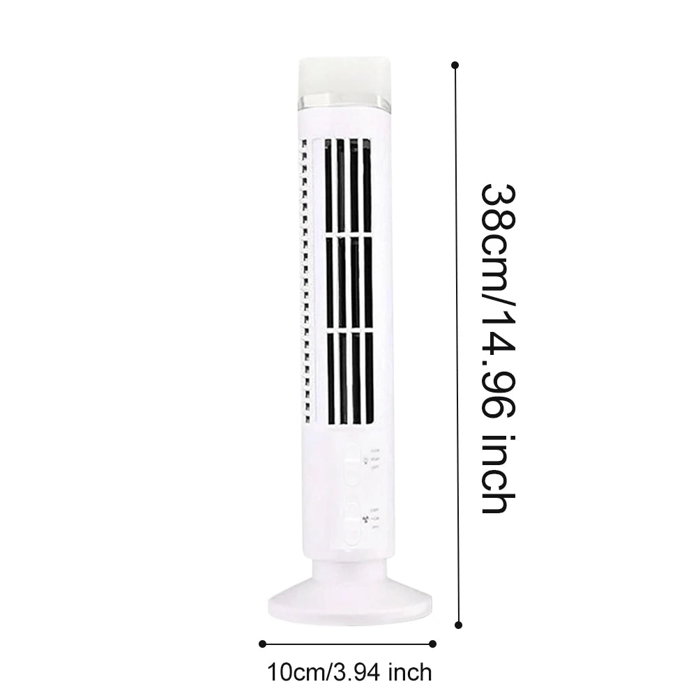Beznástrojový LED věžový ventilátor s USB napájením a 90° oscilací