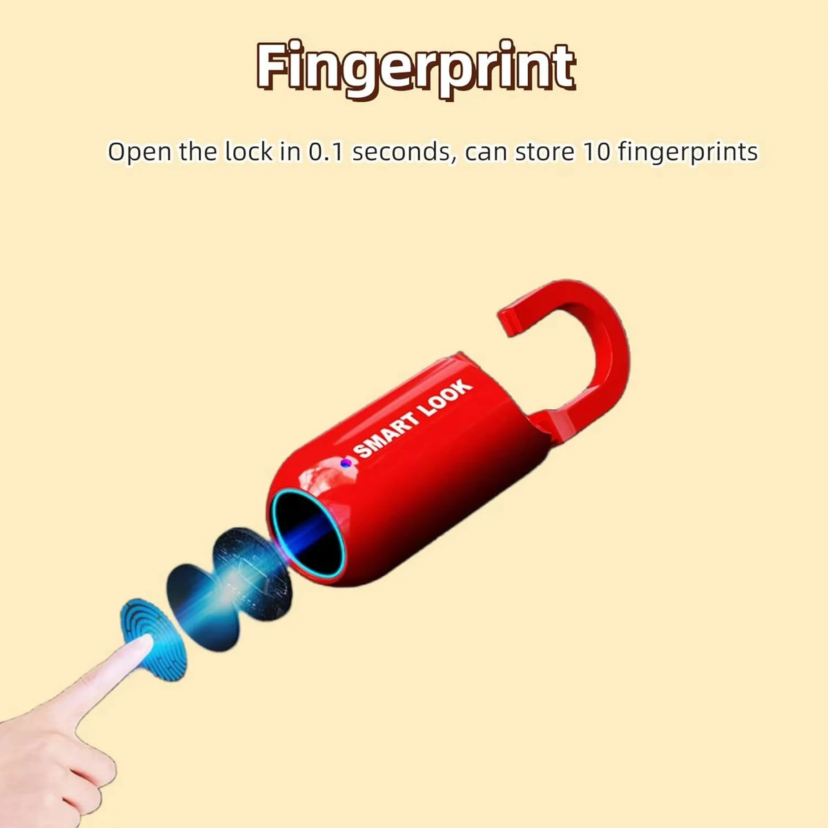 Mini Smart Fingerprint Lock Biometric Keyless Thumbprint Padlock School Gym Locker Small Rechargeable Electronic Locks