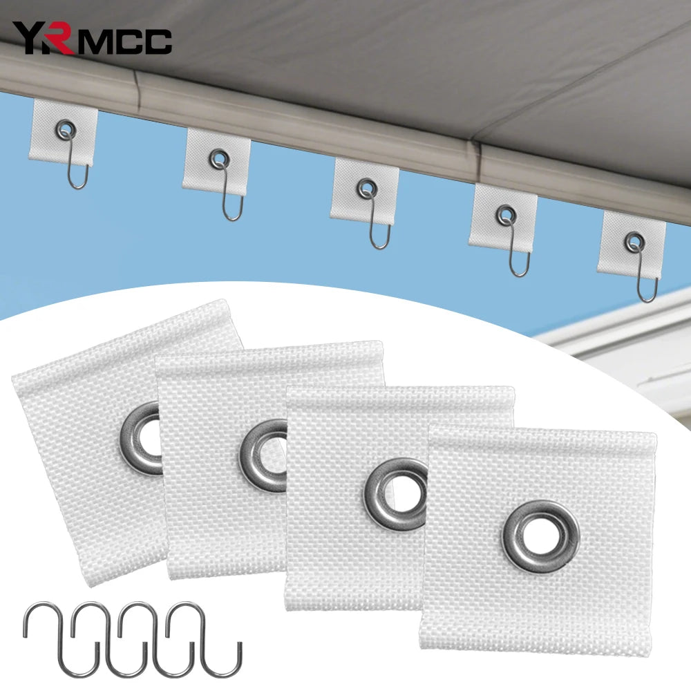 4Pcs S Shaped Camping Awning Hooks Clips Durable RV Tent Hangers Light Hangers with Holes Practical Caravan Camperb Accessories