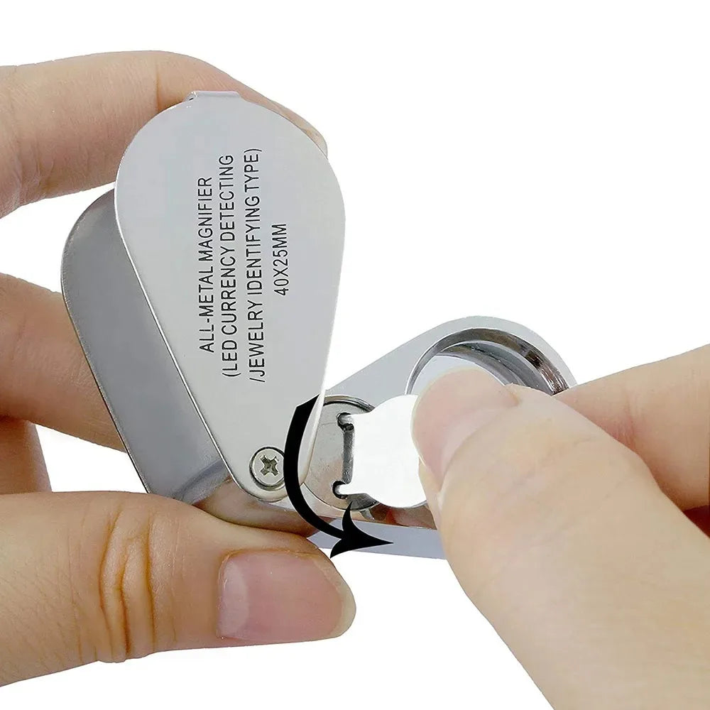 40x Folding Jeweller's Loupe with LED and UV Light