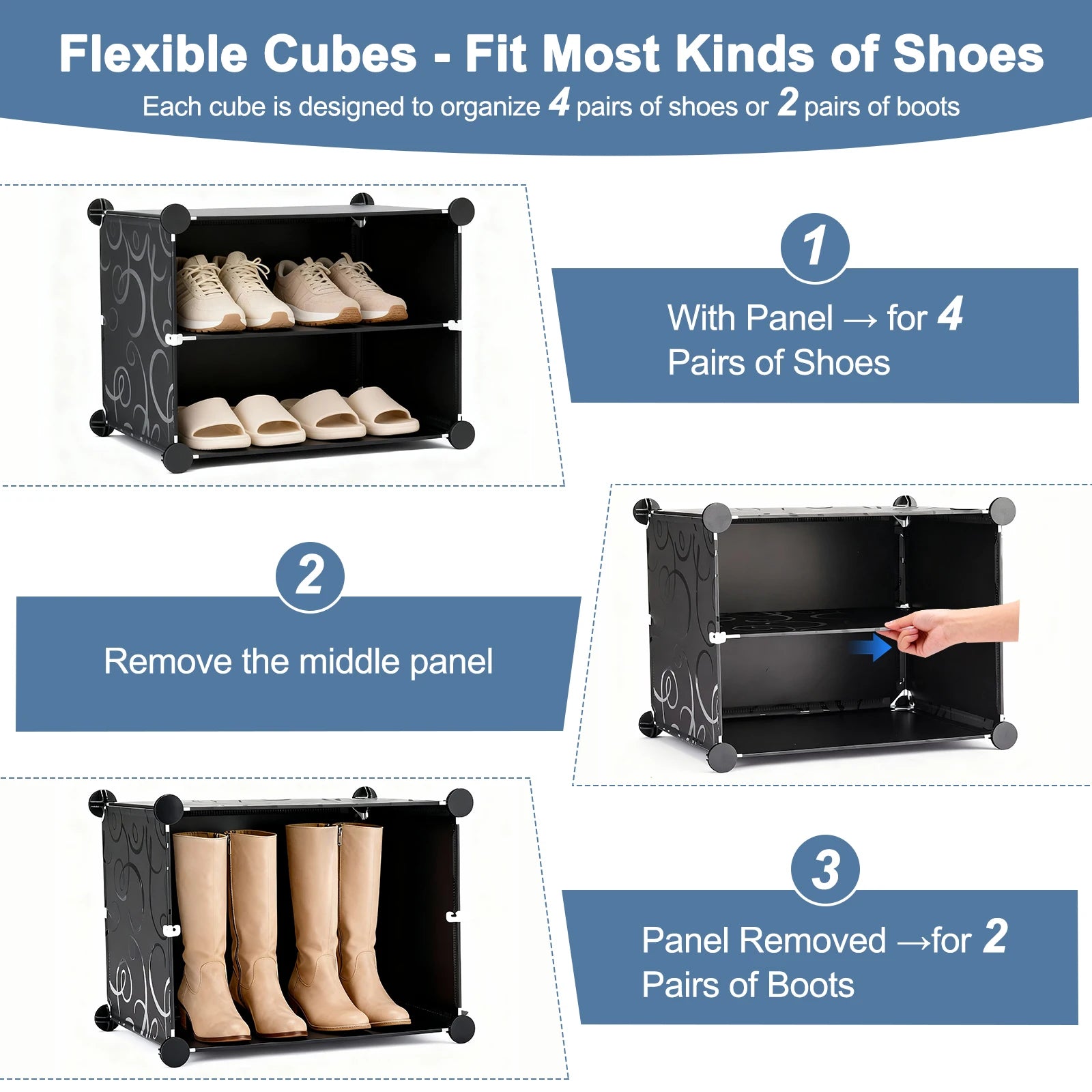 6-Tier Stackable Shoe Storage Cabinet with Doors for 32 Pairs