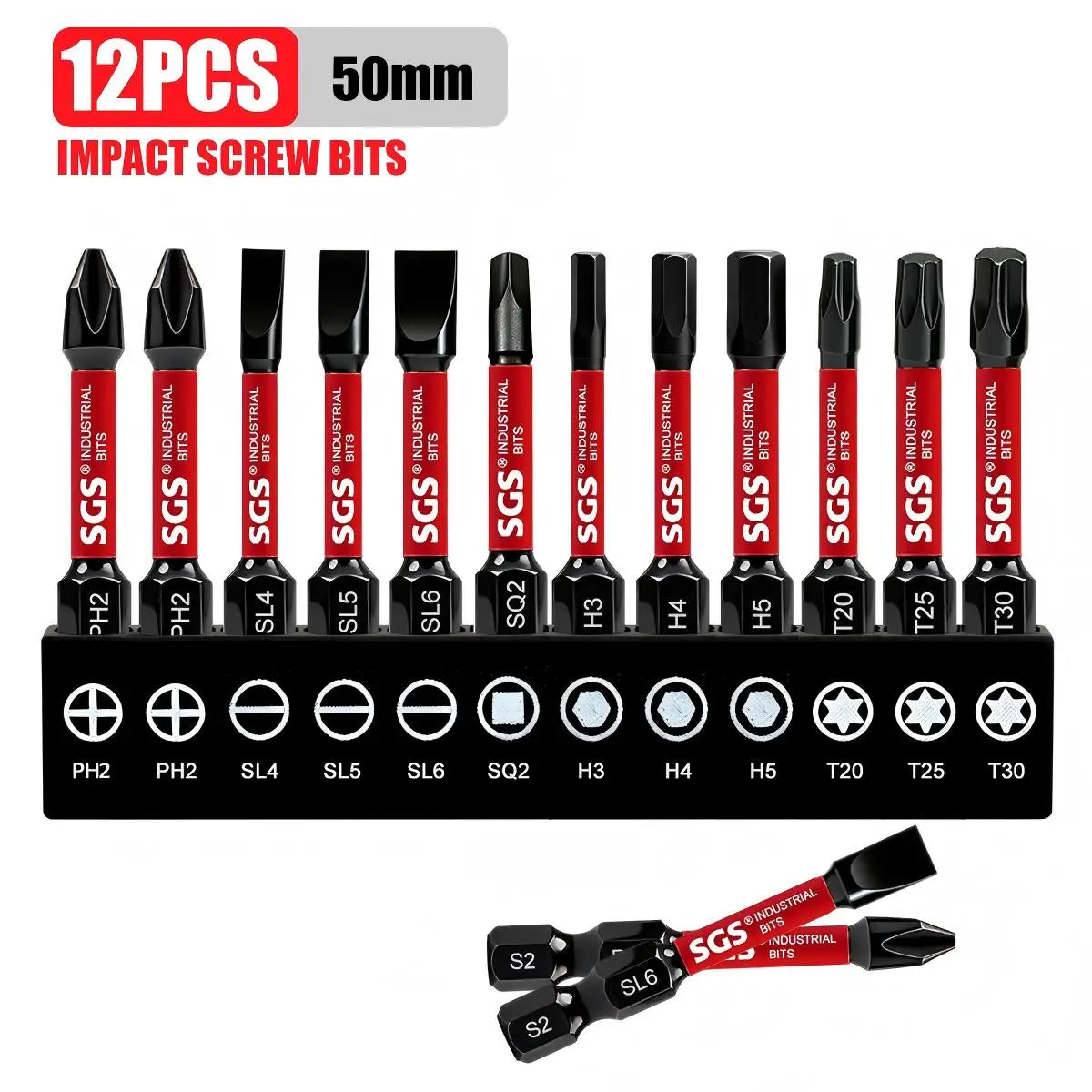 Multifunctional Screwdriver Bit Set, Ph, Pz, Sq, Hex, Torx, Sl, Multi-Specification Universal Impact Screwdriver Bit Set, 50mm, Magnetic Bits, S2 Steel Material, Universal 1/4" Hex Shank Compatible with Electric Drills, Elect