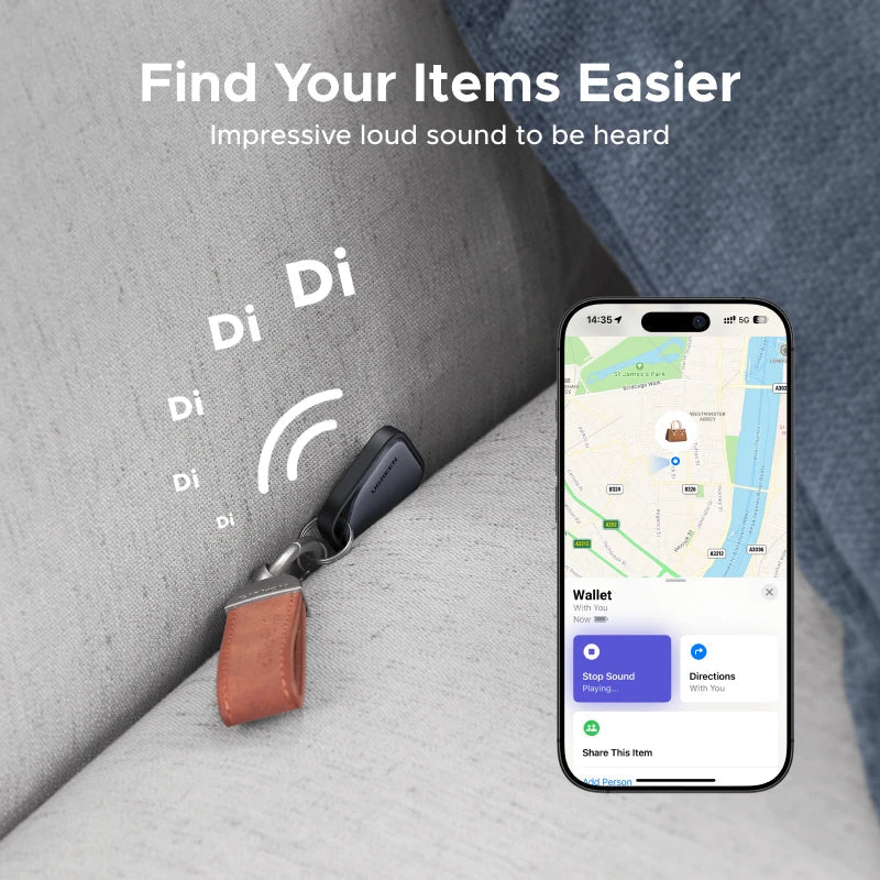 UGREEN Smart Bluetooth Tracker, Keys Finder Item Locator SmartTag Up to 2 Year Battery Phone Finder For Apple Find My (only IOS) 