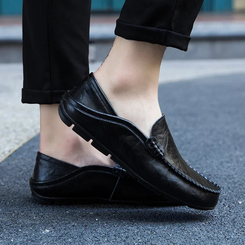 Men's Leather Slip-On Loafers Plus Size 37-47