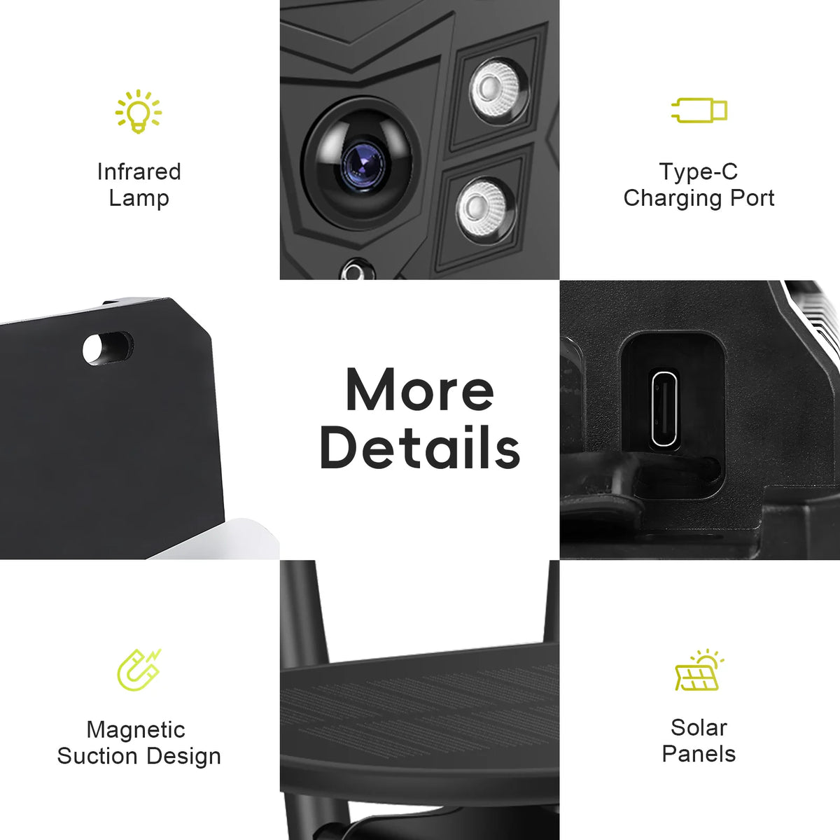 Podofo pantalla HD IPS de 10.1 pulgadas Monitor de reversa para coche + cámara reversa inalámbrica solar con grabación 720P