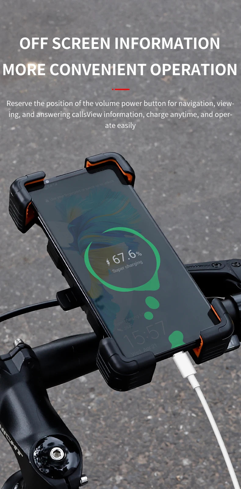 Support universel pour téléphone de vélo compatible avec les appareils de 4,5 à 7,2 pouces