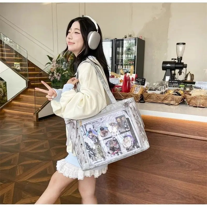 Sac cabas d’affichage avec nœud et dentelle